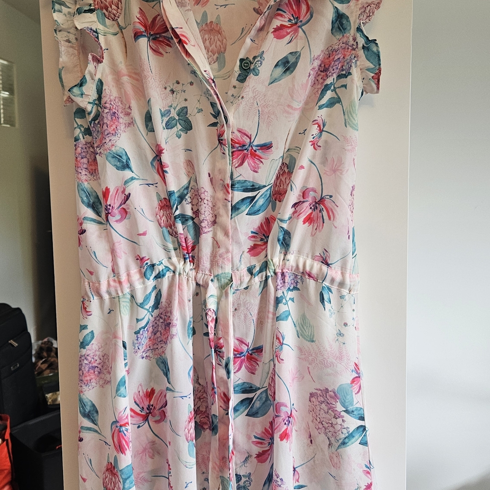 Floral Midi Dress - Pink and Blue